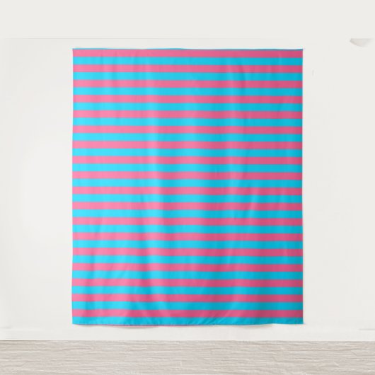 Roze Blauwe Strepen Patroon Wandkleed (Voorkant)