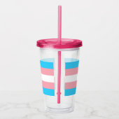 Roze Blauwe Strepen Trans Flag Acryl Drinkbeker (Rechts)