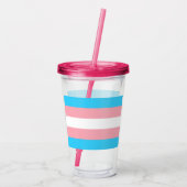 Roze Blauwe Strepen Trans Flag Acryl Drinkbeker (Achterkant)