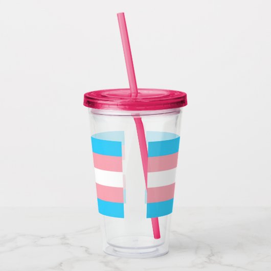 Roze Blauwe Strepen Trans Flag Acryl Drinkbeker (Links)