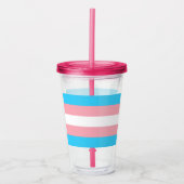 Roze Blauwe Strepen Trans Flag Acryl Drinkbeker (Voorkant)