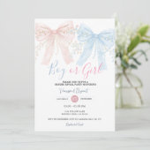 Roze & Blauwe Strik Waterverf Reveal Feest Kaart (Staand voorkant)
