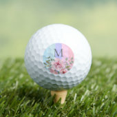 roze blauwe stripmonogram Floral Golfballen (Insitu Shirt)