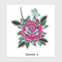 Roze blauwe Tattoo Roos
