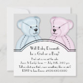 Roze Blauwe Teddybeer Gender Reveal Party Kaart (Achterkant)