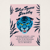 Roze blauwe tijgertropische bladeren coole oorenka visitekaartje (Voorkant)