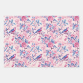 Roze Blauwe Toile Chinoiserie Bloemen Verjaardag H Inpakpapier Vel (Voorkant 2)