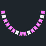 Roze & Blauwe Trouwringen Miss voor Mrs. Bachelore Vlaggetjes<br><div class="desc">Dit prachtige ontwerp is voorzien van de uitdrukking "Miss to Mrs!" in roze en wit, samen met roze en blauwe trouwringen. De bunting flag is een leuke toevoeging aan verloving, vrijgezellenfeest of vrijgezellenfeest feesten. Voor speciale verzoeken of vragen kunt u contact opnemen met de kunstenaar via wafadahdalcreates@gmail.com. © Wafa Y....</div>
