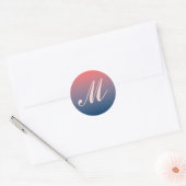 Roze & Blauwe Twilight Monogram Huwelijkszegel Ronde Sticker (Envelop)