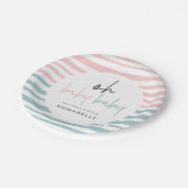 roze blauwe twin baby shower typografie modern pap papieren bordje (Gekanteld)