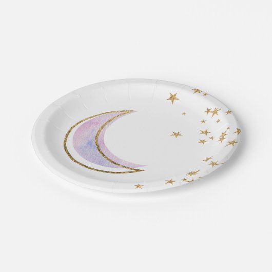 Roze Blauwe Twinkle Kleine Star Borden Geslacht Papieren Bordje (Gekanteld)