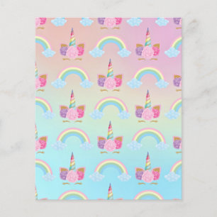 Roze blauwe unicorn Clouds Patroonpapier