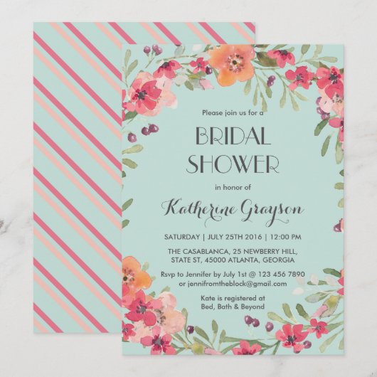 Roze blauwe ventilatorblauw - roep kaart (Voorkant / Achterkant)