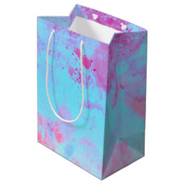Roze Blauwe Verfspatten Abstract Stijlvol Medium Cadeauzakje