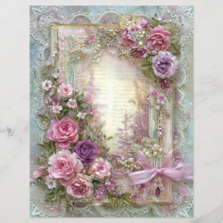 Roze Blauwe Vintage Junk Journal Scrapbook Papier