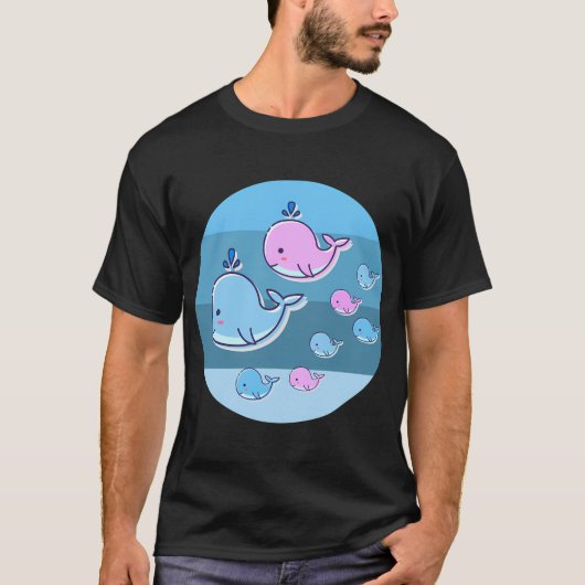 roze blauwe vis t-shirt (Voorkant)