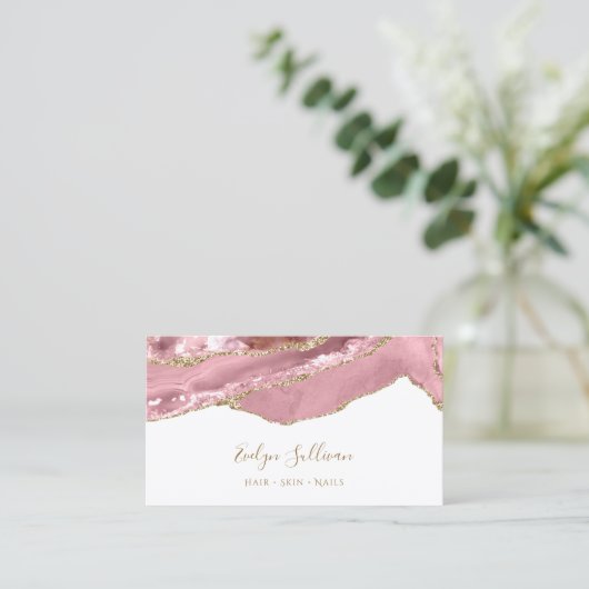 Roze blauwe visitekaartje (Staand voorkant)