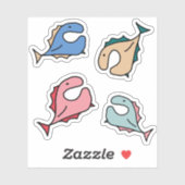 Roze blauwe vissen sticker (Vel)