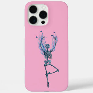 Roze Blauwe Vlammen Ballerina Dansend Skelet Ontwe iPhone 16 Pro Max Hoesje