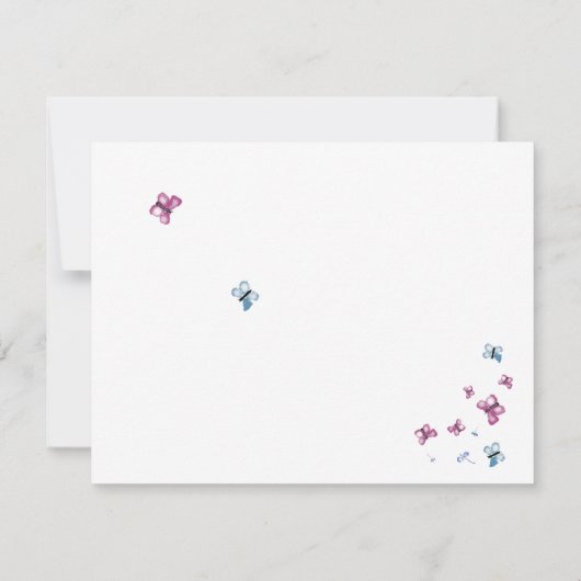 Roze Blauwe Vlinder Foto in Liefdevolle Memory Kaa Kaart (Achterkant)