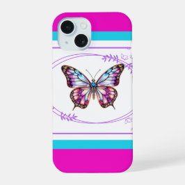  Roze & Blauwe Vlinder iPhone 15 Hoesje