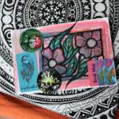 Roze Blauwe Vlinder Slak Tulpen Spring Garden Vierkante Sticker