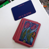 Roze Blauwe Vlinder Slak Tulpen Spring Garden Visitekaartje