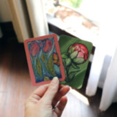 Roze Blauwe Vlinder Slak Tulpen Spring Garden Visitekaartje