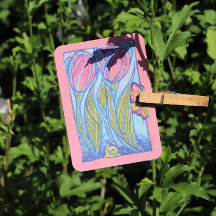 Roze Blauwe Vlinder Slak Tulpen Spring Garden