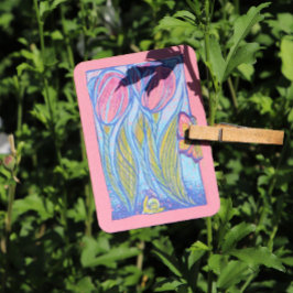 Roze Blauwe Vlinder Slak Tulpen Spring Garden Visitekaartje