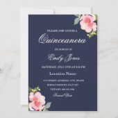 Roze blauwe vlinder uitnodiging voor Quinceanera (Voorkant)