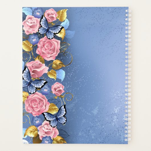 Roze blauwe vlinders Aangepaste plank Planner (Achterkant)