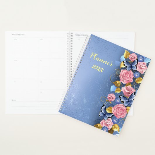 Roze blauwe vlinders Aangepaste plank Planner (Display)