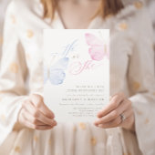 Roze Blauwe Vlinders Geslacht Reveal Party Kaart