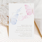 Roze Blauwe Vlinders Geslacht Reveal Party Kaart