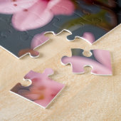 Roze Blauwe Vogel met Kersenbloesems Legpuzzel (Zijkant)