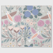 roze blauwe vogelsoorten, illustratie van de vog cadeaupapier (Vlak)