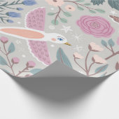 roze blauwe vogelsoorten, illustratie van de vog cadeaupapier (Hoek)