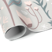 roze blauwe vogelsoorten, illustratie van de vog cadeaupapier (Rol Hoek)