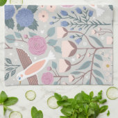  roze blauwe  vogelsoorten - Kunstpatroon Theedoek (Gevouwen)