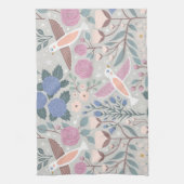  roze blauwe  vogelsoorten - Kunstpatroon Theedoek (Verticaal)