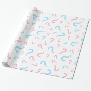 Roze & Blauwe Vraagteken Geslacht Onthulling  Cadeaupapier