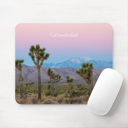 Roze Blauwe Wanderlust Joshua Tree Desert Sunrise Muismat (Met muis)