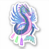 Roze & Blauwe Waterdraak met Paddles Sticker (Voorkant)