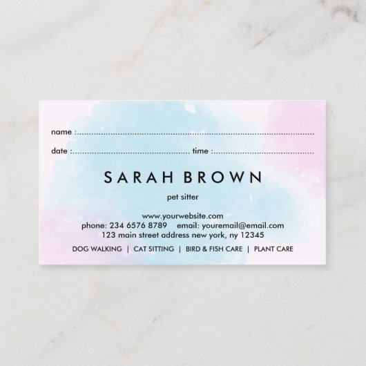 Roze blauwe waterhonden Groomer Appointment Visitekaartje (Achterkant)