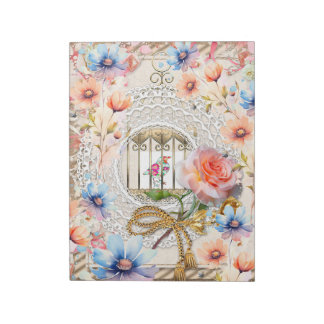 Roze Blauwe Waterverf Bloemenkooi Elegante Kant Ka Notitieblok