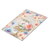 Roze Blauwe Waterverf Bloemenkooi Elegante Kant Ka Notitieblok (Schuin)