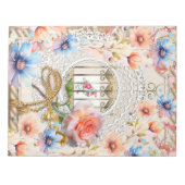 Roze Blauwe Waterverf Bloemenkooi Elegante Kant Ka Notitieblok (Voorkant)