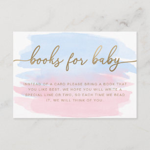 Roze blauwe Waterverf Boeken Verzoek Kaart invoege