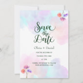 Roze Blauwe Waterverf bruiloft Save the Date Kaart (Voorkant)